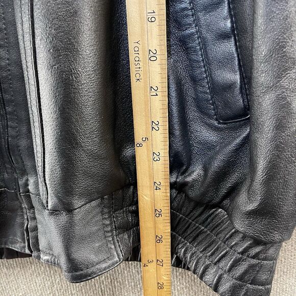 TownCraft Leather Bomber Jacket Men's Large Quilted Removable Liner Full Zip - Picture 6 of 11